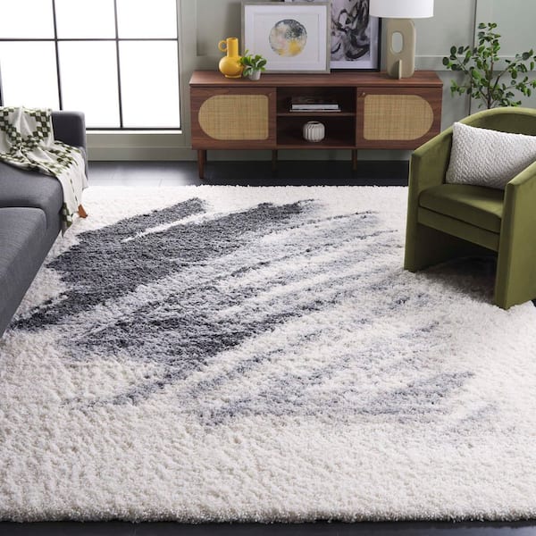 Fontana Shag 8 ft. x 10 ft. Gray/Ivory Abstract Gradient Area Rug