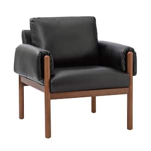 Adele Black Armchair with Solid Wood Legs