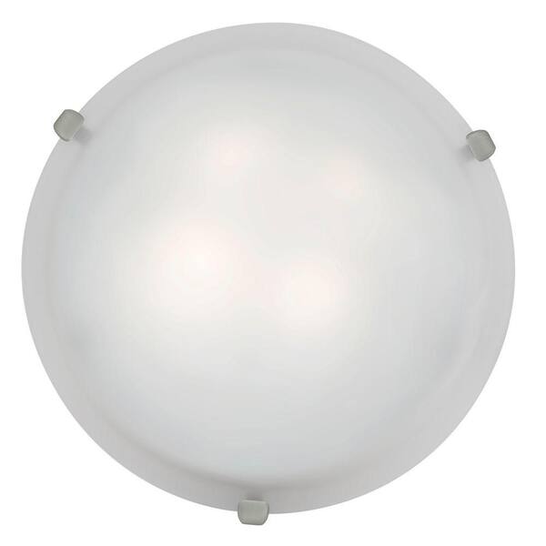 Access Lighting Mona 2-Light Brushed Steel Flush Mount with White Glass Shade