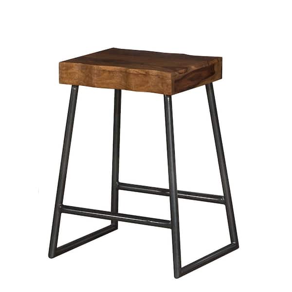 Hillsdale Furniture Emerson 26 in. Natural Sheesham Manufactured Live Edge Square Non-Swivel Backless Counter Stool