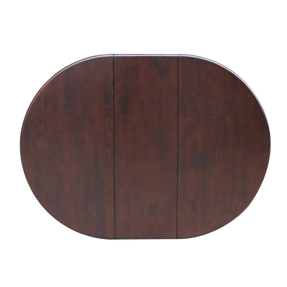 Espresso Oval Extendable Wood Dining Table with Leaf