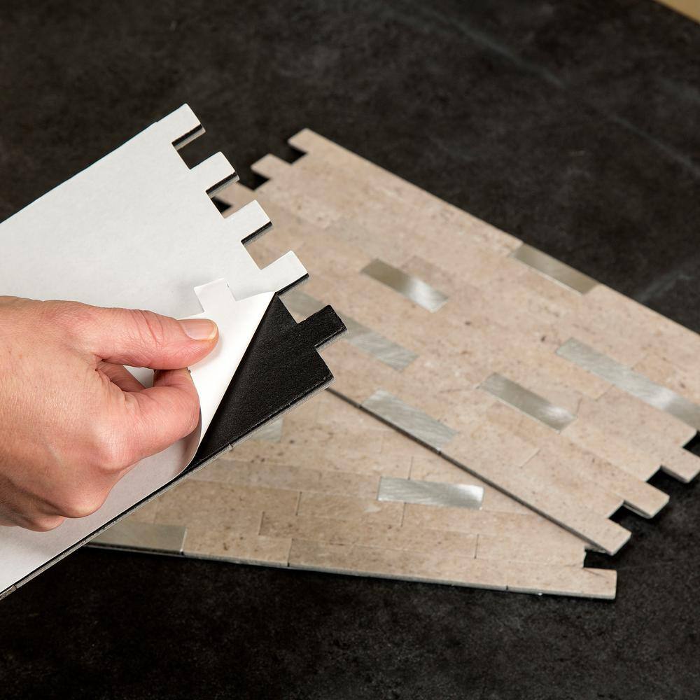 Biscuit Peel and Stick Composite Backsplash Tiles, 12x5.8 inches
