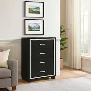 Geny Black and Silver 4 Drawer 31.3 in. Chest of Drawers