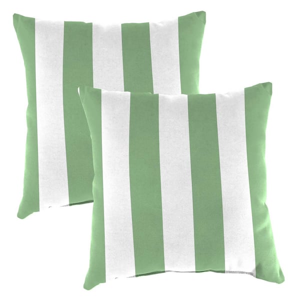 20 in. L x 20 in. W x 6 in. T Square Outdoor Throw Pillow in Awning Cucumber (2-Pack)