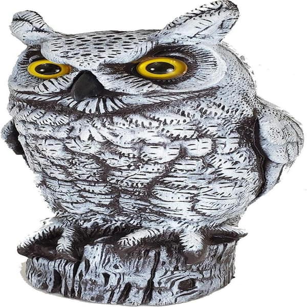 Fake Owl Decoy for Scaring away Birds in Gardens, Roofs and Patios, 16 in. Great Horned Owl
