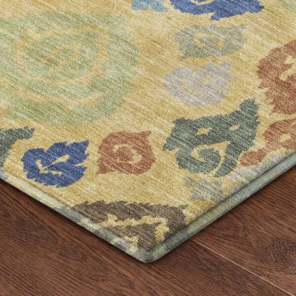 Mayfield Premium Machine Washable Abstract AMF2460 Gold 3 ft. x 4 ft. Area Rug