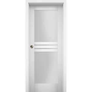 7222 24 in. x 80 in. 1 Panel White Finished MDF Sliding Door with Pocket Hardware