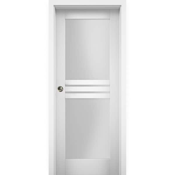 VDOMDOORS 7222 24 in. x 96 in. 1 Panel White Finished MDF Sliding Door with Pocket Hardware