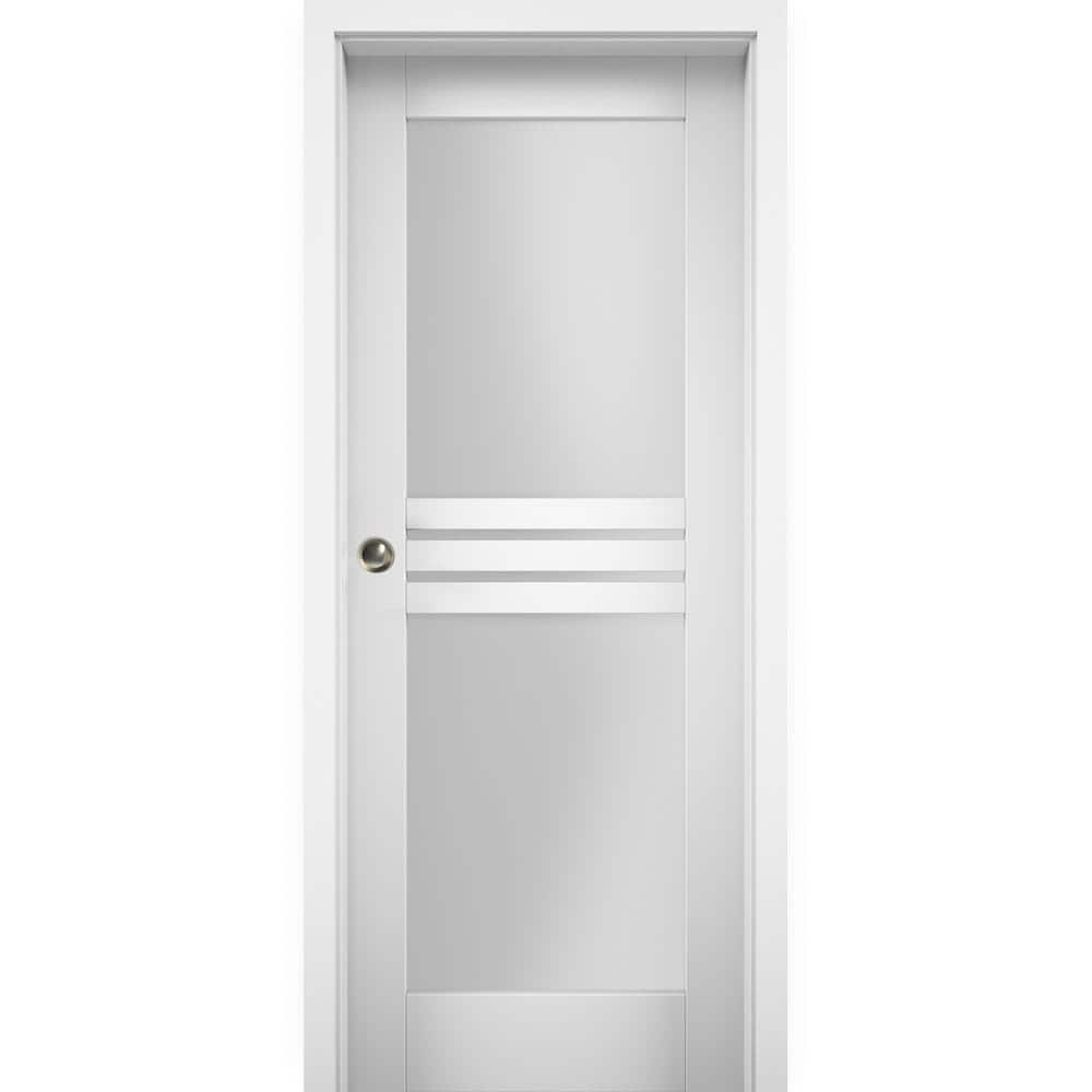 VDOMDOORS 7222 42 in. x 84 in. 1 Panel White Finished MDF Sliding Door ...