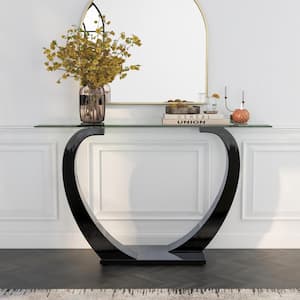 Tafthall 48 in. Black Rectangle Glass Console Table