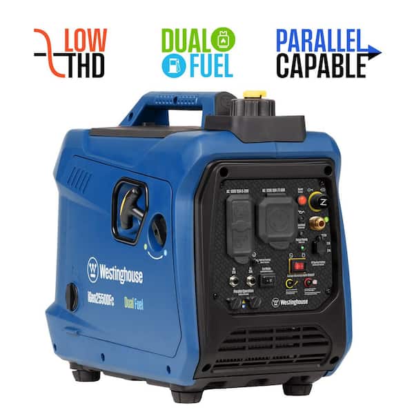 2,550 Watt Dual Fuel Gas and Propane Powered Portable Inverter Generator with Recoil Start