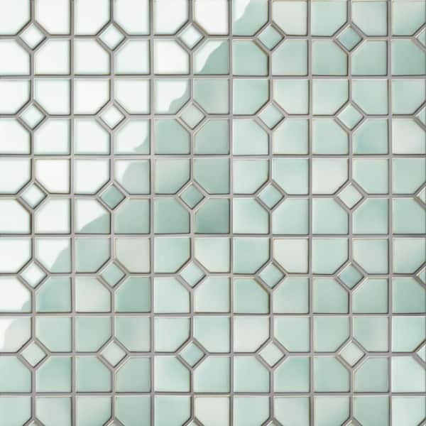 Hudson Oxford Mint Green 11 in. x 11 in. Porcelain Floor and Wall Mosaic Tile (9.2 sq. ft. /Case)