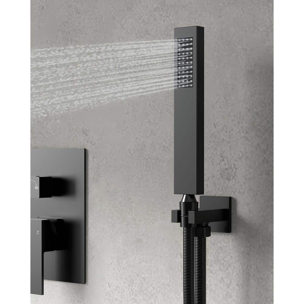 Matte Black Adjustable Rain Shower Head System with Handheld