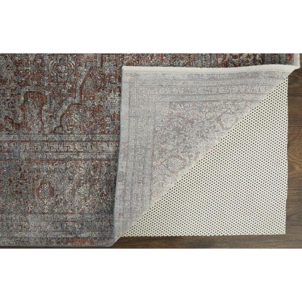 2 ft. x 8 ft. Blue, Gray Floral Area Rug