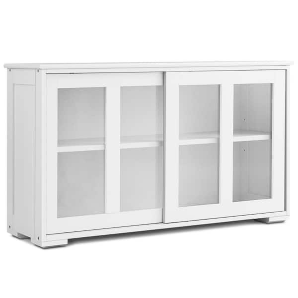 1-Piece White Storage Cabinet Sideboard Buffet Cupboard Upholstery Sectional