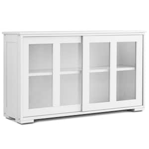 1-Piece White Storage Cabinet Sideboard Buffet Cupboard Upholstery Sectional