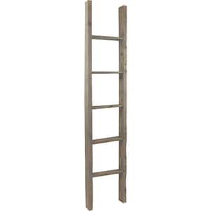 15 in. x 72 in. x 3 1/2 in. Barnwood Decor Collection Reclaimed Grey Vintage Farmhouse 5-Rung Ladder