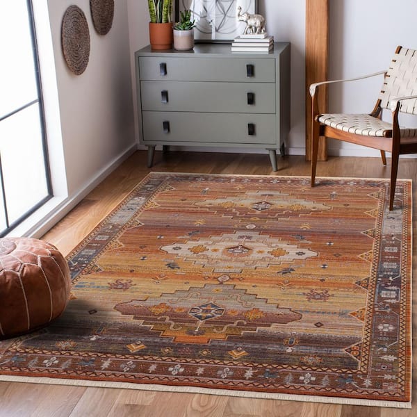 Gia Southwestern Sierra Multi-color 5 ft. x 8 ft. Medallion Polyester Area Rug