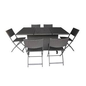 Maldives Gray 7-Piece Foldable Faux Rattan Outdoor Dining Set