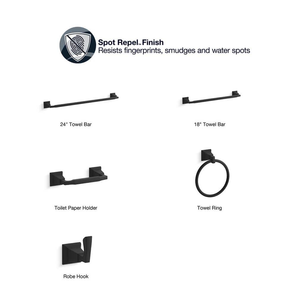 Kallan 18" Matte Black Wall Mounted Towel Bar