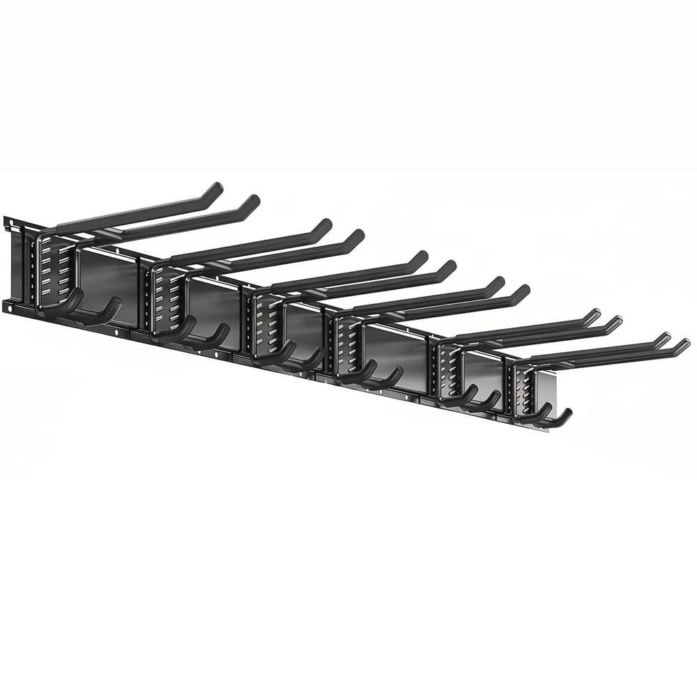 Garage Wall Mount Organizer 48 in. Black Alloy Steel Adjustable Hooks Rustproof Heavy-Duty Tool Rack with Hardware price history on PriceWatchPro