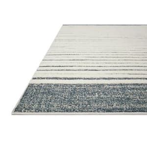Hagen White/Ocean 2 ft. 7 in. x 7 ft. 8 in. Contemporary 100% Polypropylene Pile Runner Rug