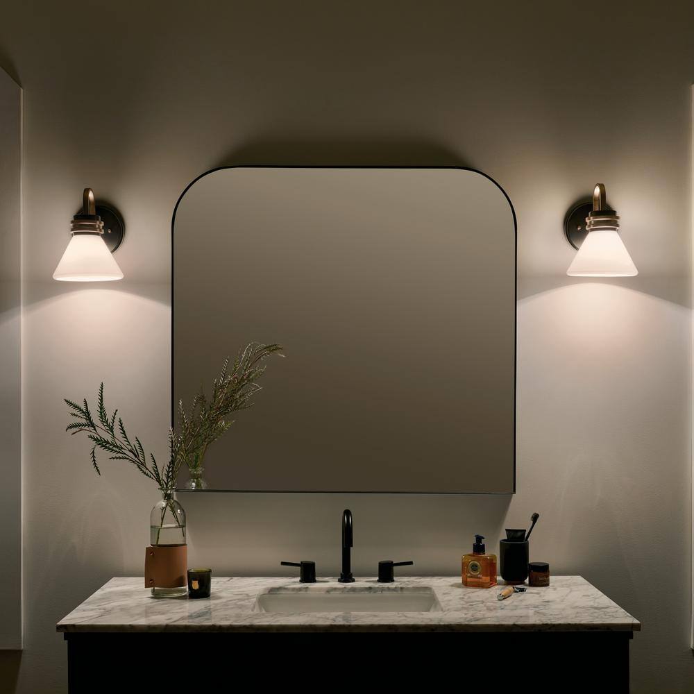 Black and Bronze Opal Glass Dimmable Wall Sconce