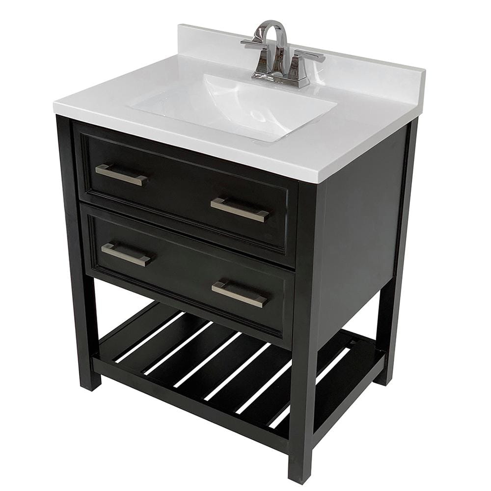 Espresso and White 31'' Single Bathroom Vanity with Cultured Marble Top