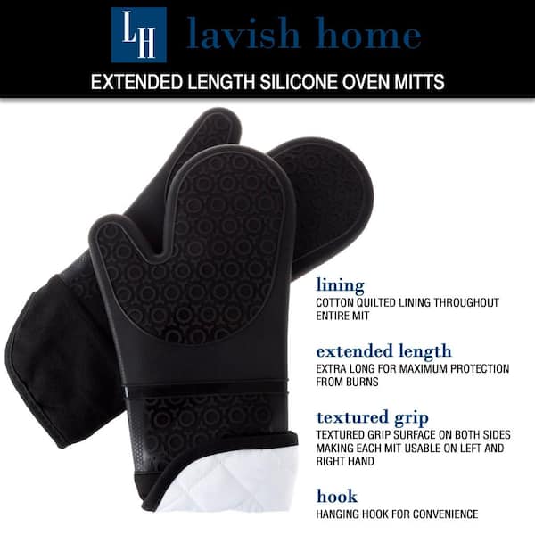 Lavish Home Silicone Blue Oven Mitts with Quilted Lining (2-Pack) M036903 -  The Home Depot