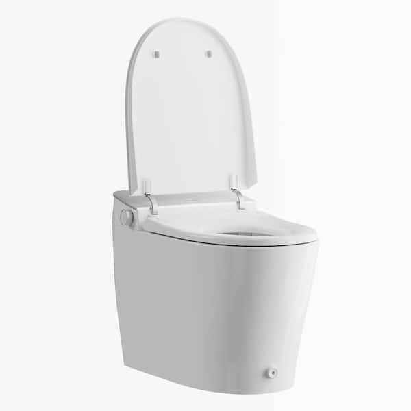 1.28GPF White Elongated Smart Toilet Bidet with Auto Open/Close, Auto Flush, Heated Seat, Warm Air Dryer and Foot Sensor