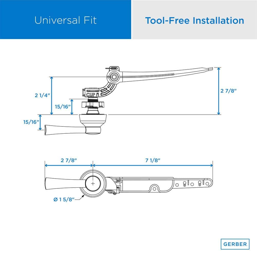 Universal Chrome Polished Toilet Tank Lever with PVC Handle