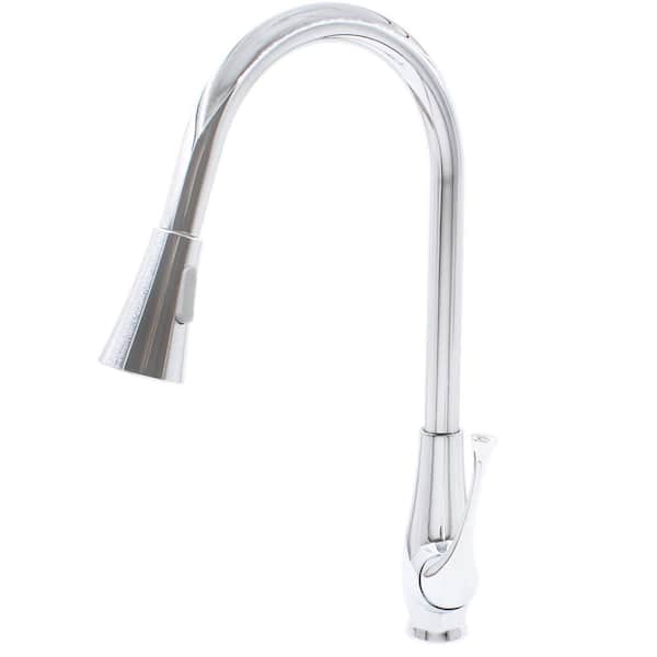Novatto Single Hole Single-Handle Pull Down Sprayer Kitchen Faucet in Chrome