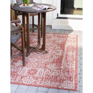 Rust Red Timeworn Outdoor 6 ft. x 9 ft. Area Rug
