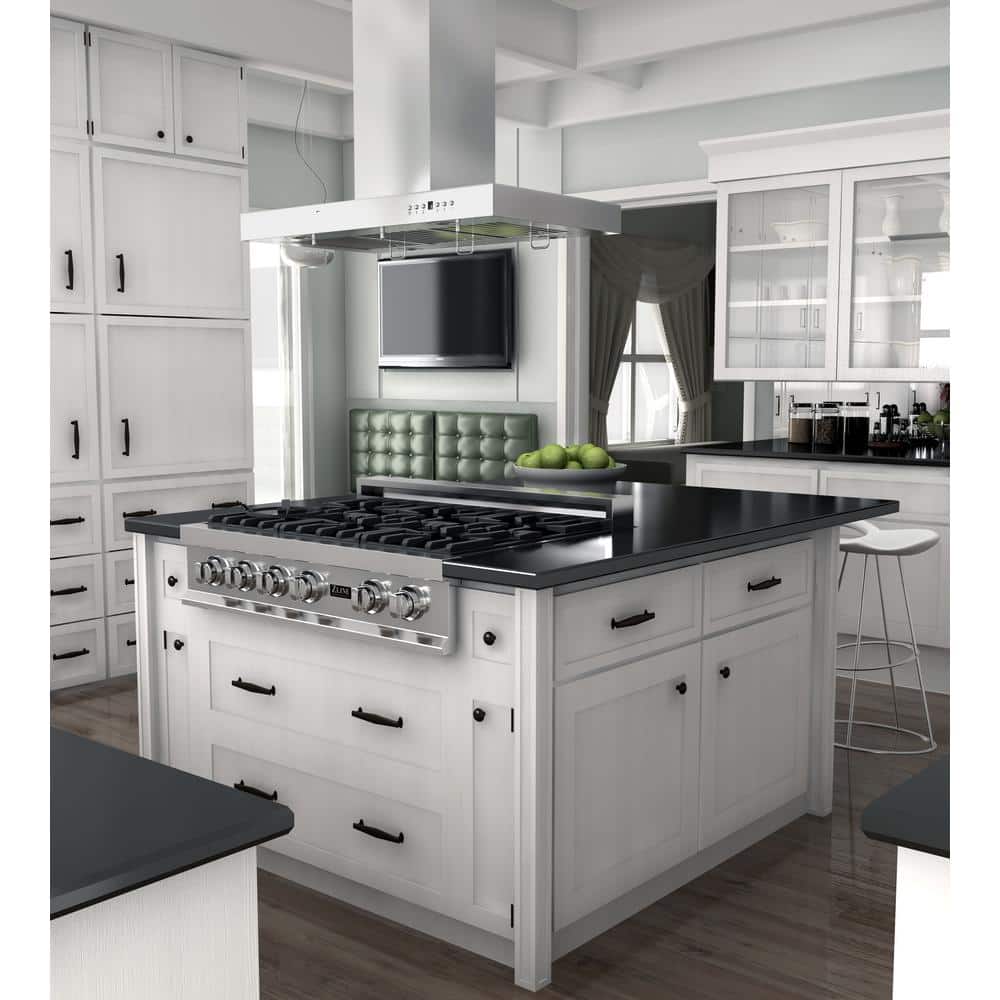 48-Inch Stainless Steel Convertible Island Mount Range Hood