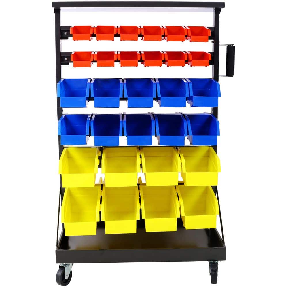 28.4 x 42.7 x 20.5 in. Black 6-Tier Dual-Sided Rolling Bin Storage System G