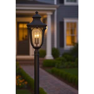 Trafalgar 3-Light Museum Black Aluminum 120V Outdoor Weather Resistant Post Light with No Bulbs Included