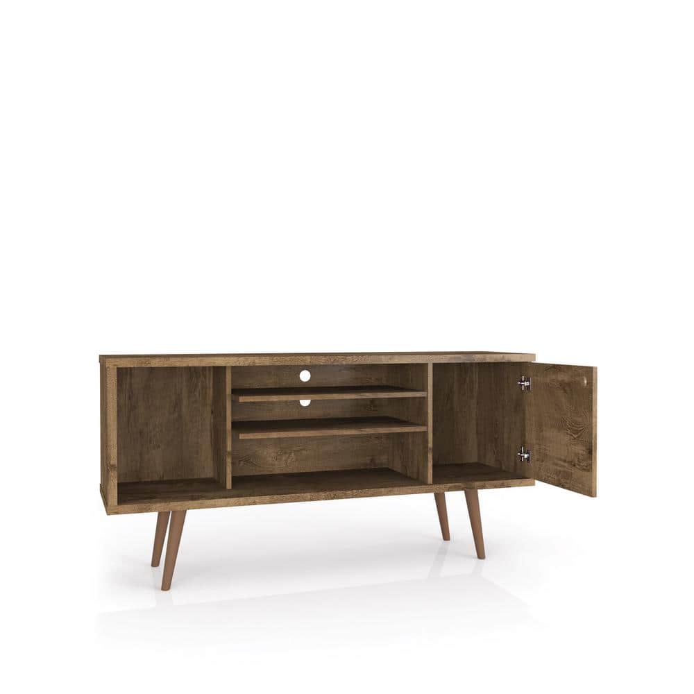 Lekedi 53" Rustic Brown Mid-Century TV Stand with Cabinet
