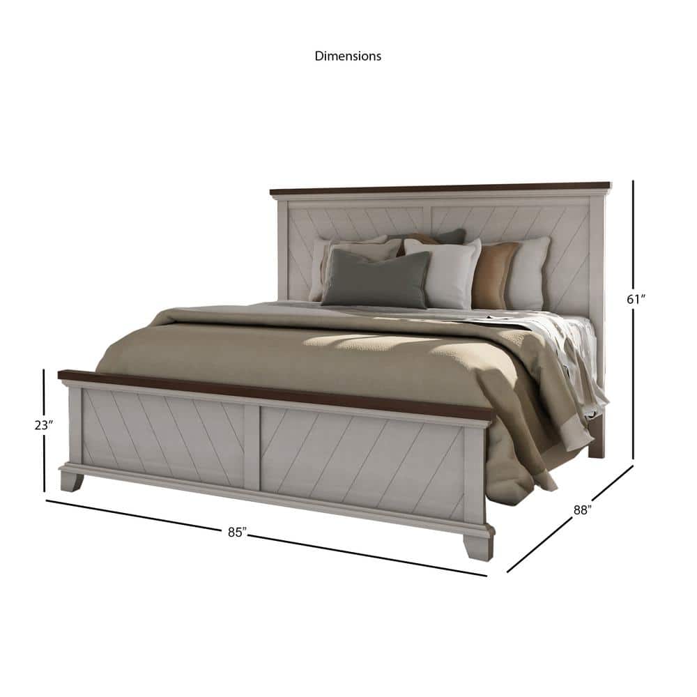 King Size Rustic Wood Frame Upholstered Bed with Storage