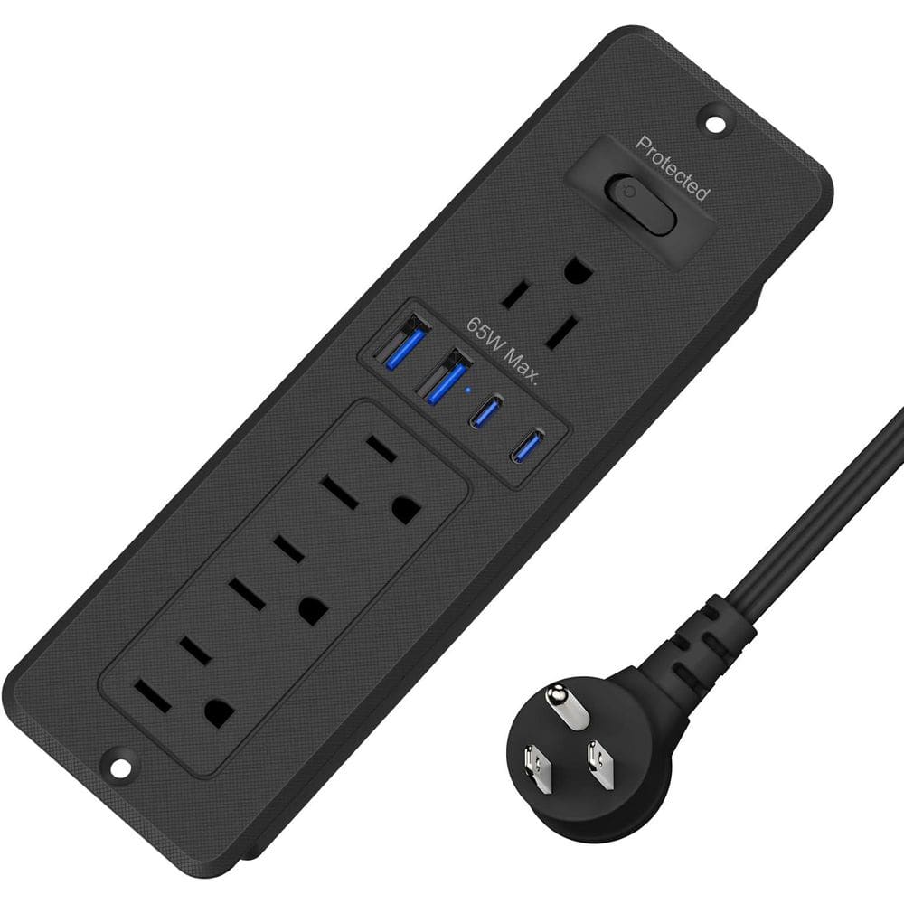 6 ft 4-Outlet 2 USB-A Ports 2 USB-C Ports Surge Protector with GaN 65W PD Fast Charging Flush Mount Recessed price history on PriceWatchPro