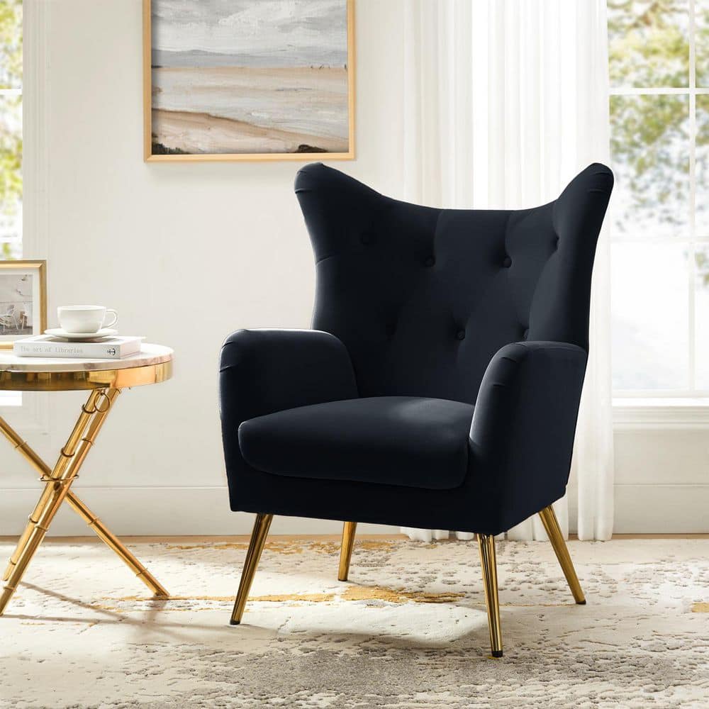k18アウィンナイトペンダントNO25-2441 JAYDEN CREATION Jacob Black Tufted Accent Wingback Chair with