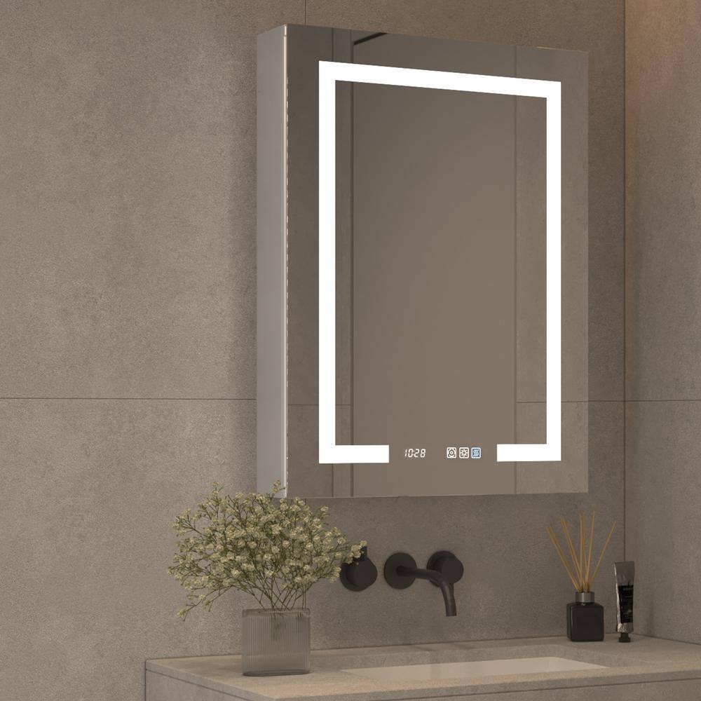 WELLFOR 24.01 in. W x 32 in. H Rectangular Silver Aluminum Recessed ...