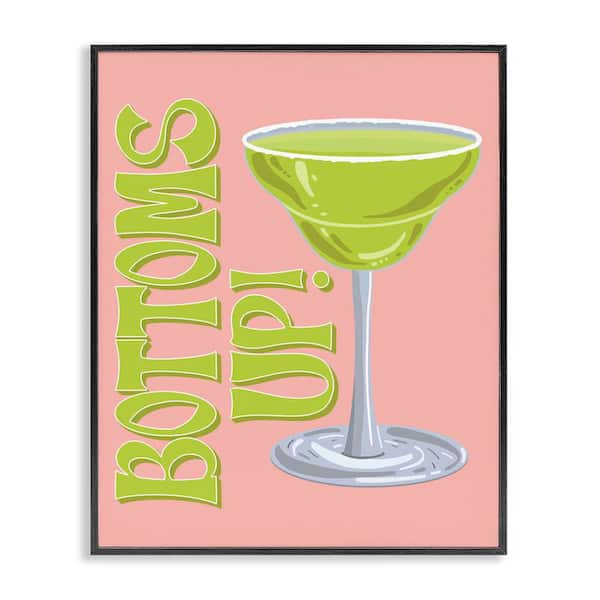 Stupell Industries Bottoms Up Cocktail by Hey Bre Creative Studio Black Framed Food Giclee Art Print 14 in. x 11 in.