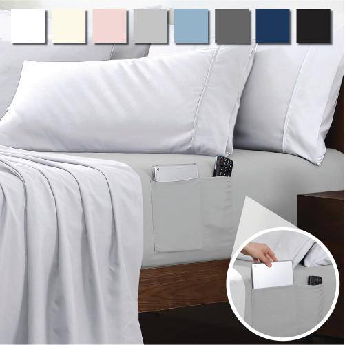 Blush Full Deep Pocket Microfiber Fitted Sheet with Storage