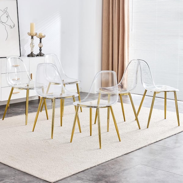Modern Simple Gold Dining Chair with Plating Metal Leg (Set of 6)