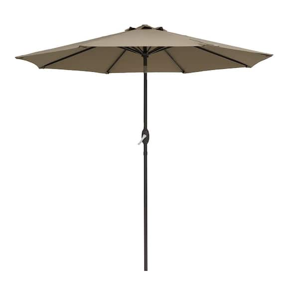 WELLFOR 9 ft. Market Tilt Patio Umbrella with Push Button Tilt and ...