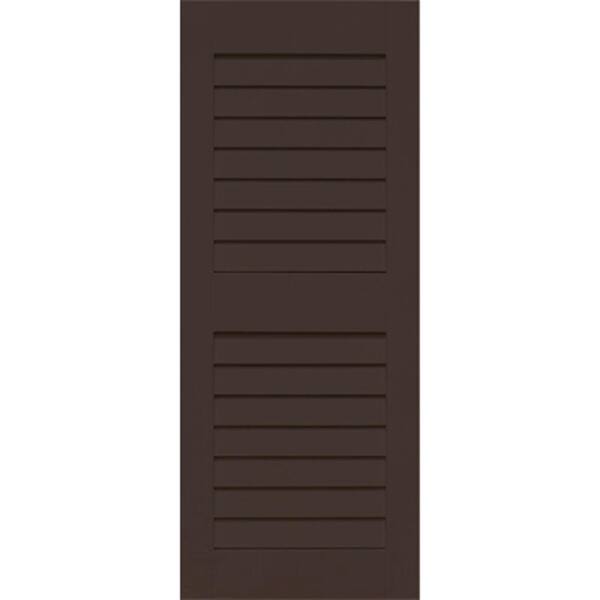 Home Fashion Technologies 14 in. x 29 in. Louver/Louver Behr Bitter Chocolate Solid Wood Exterior Shutter