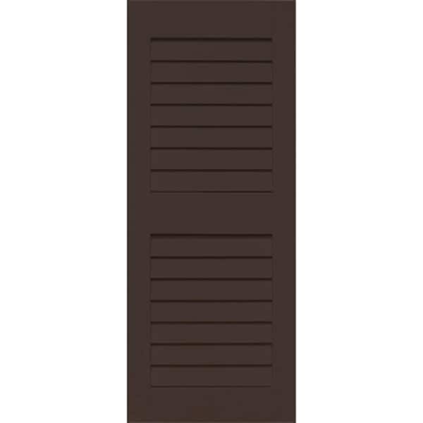 Home Fashion Technologies 14 in. x 47 in. Louver/Louver Behr Bitter Chocolate Solid Wood Exterior Shutter