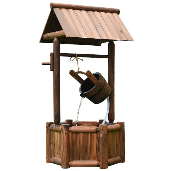 Fir Wood Wishing Well Fountain Outdoor Electric Backyard Pump
