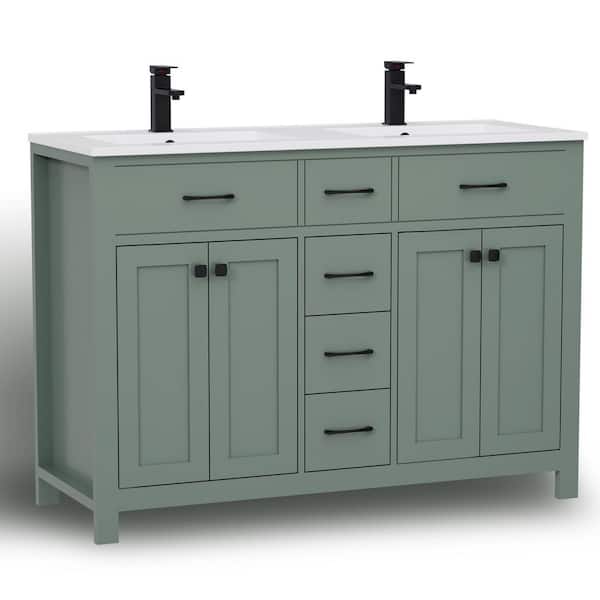 eclife 48 in. W x 18 in. D x 34 in. H 2-Sink Freestanding Bath