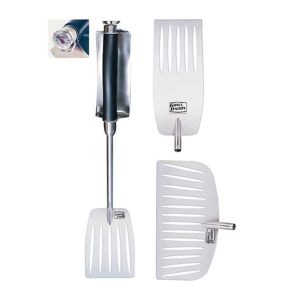 Grill Daddy Heat Shield 4-Piece BBQ Tool Set - Spatula with Meat Thermometer and Flipper Attachments